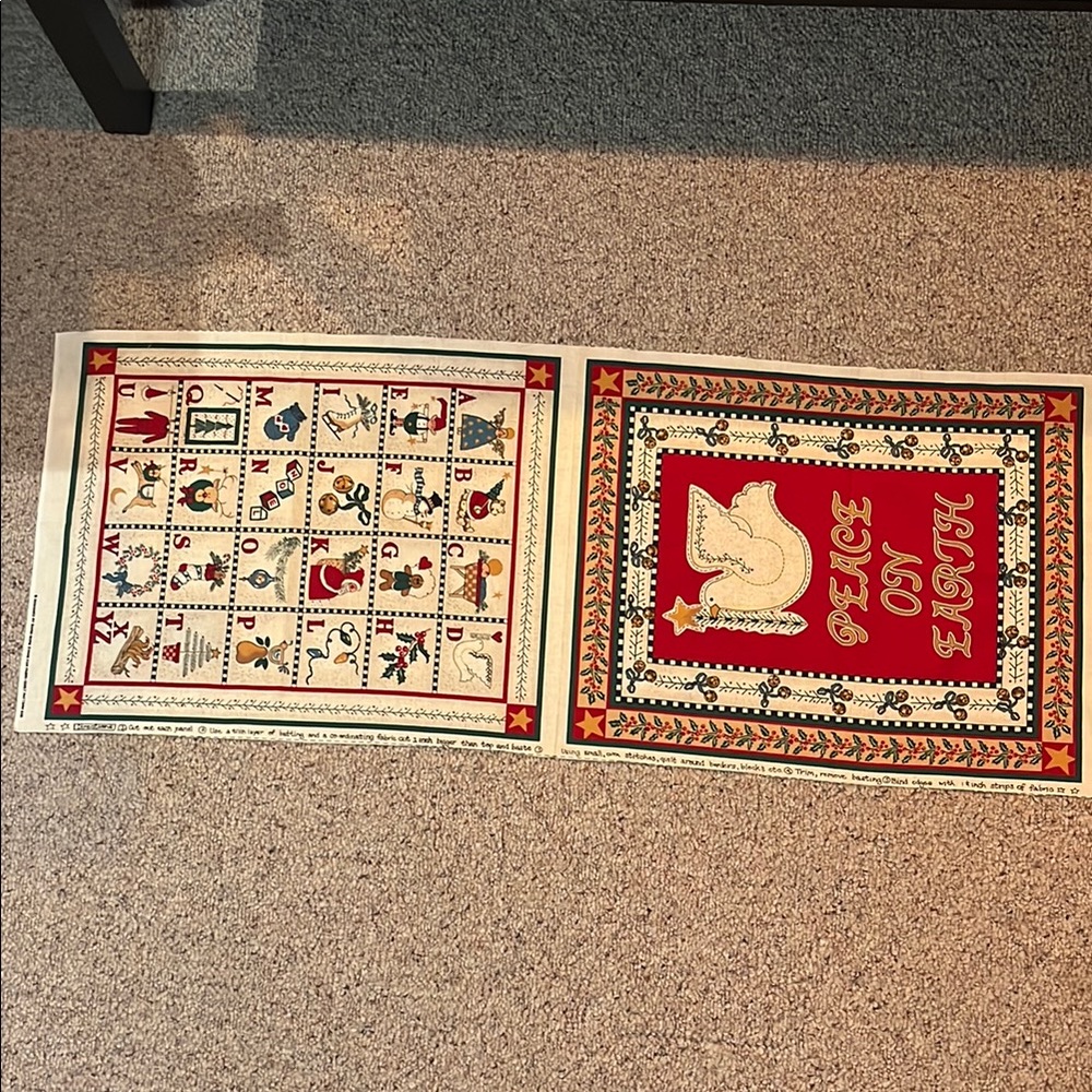 Peace on Earth Fabric panel Pillow Quilting Dove Alphabet Christmas